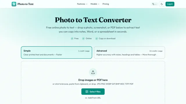 Photo to Text screenshot