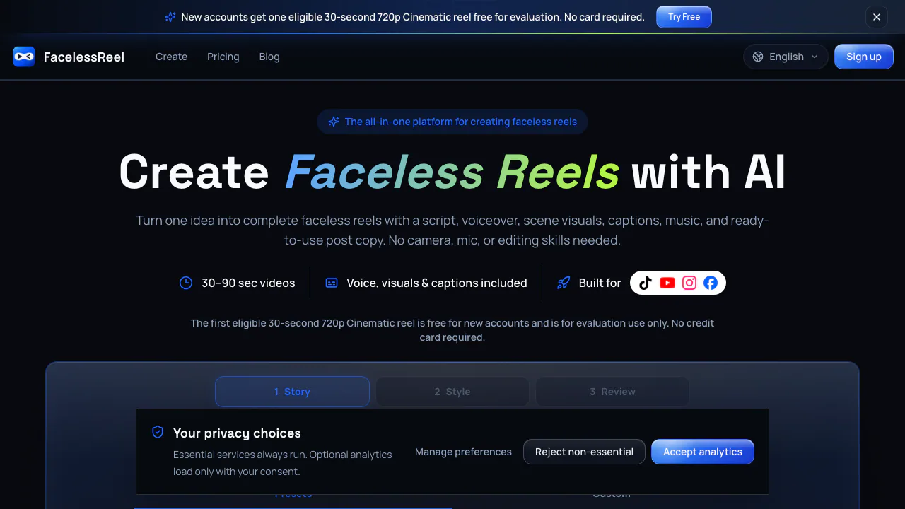 FacelessReel screenshot