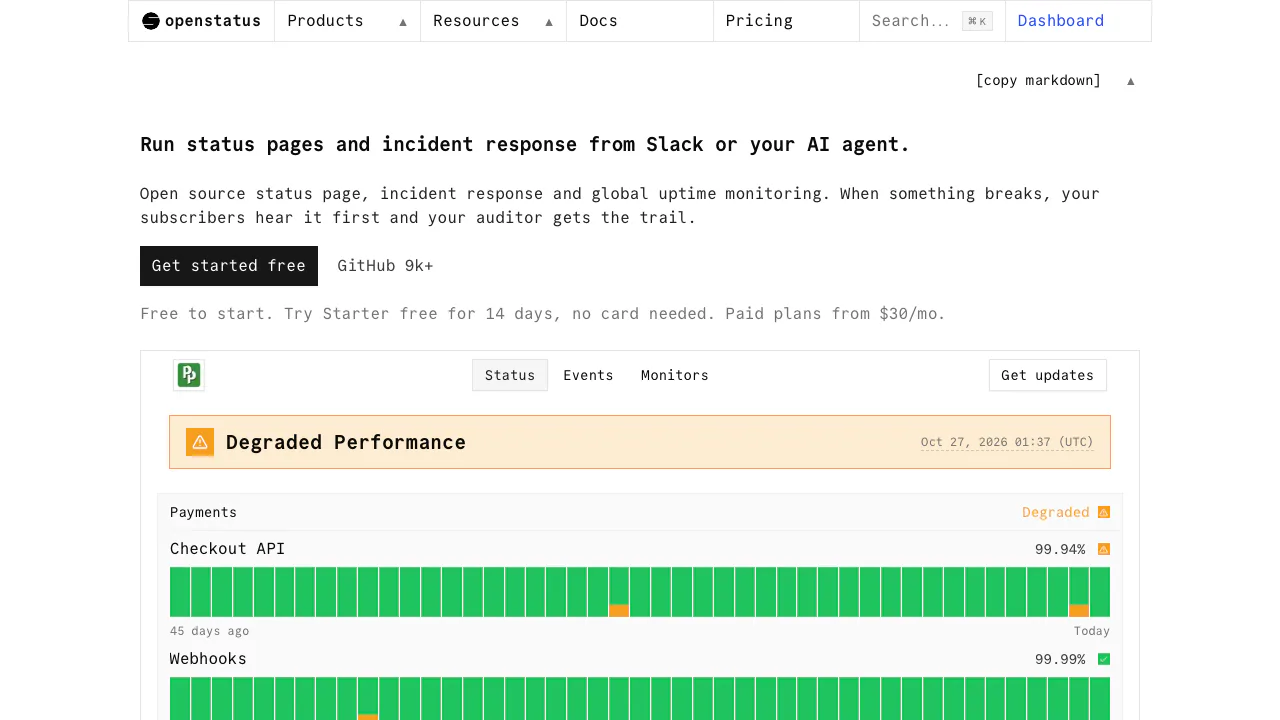 OpenStatus screenshot